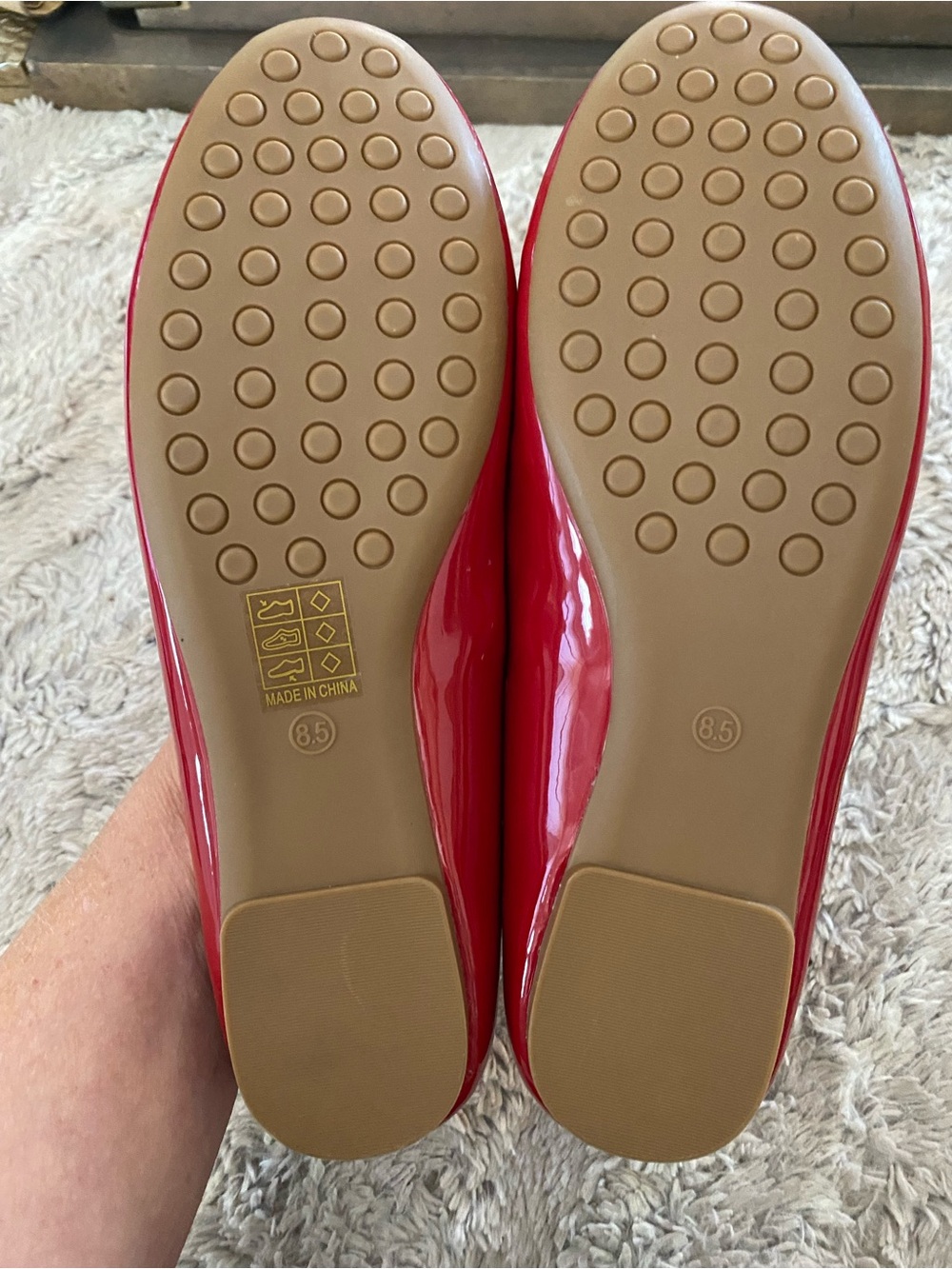 Dream Pairs Glossy Red Ankle Strap Ballet Flats - Picture 9 of 10